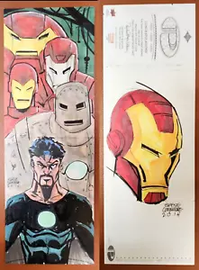 Iron Man 2014 Marvel Premier Quad Panel Sketch Eugene Commodore Avengers - Picture 1 of 3