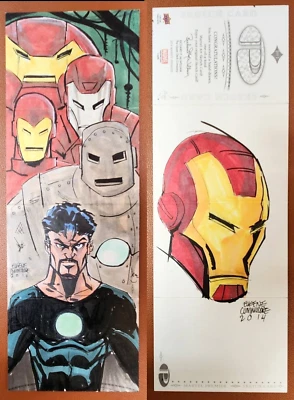 Iron Man 2014 Marvel Premier Quad Panel Sketch Eugene Commodore Avengers - Image 1 of 3