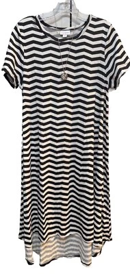 NWT LuLaRoe 2XL Black & White Wavy Stripes Carly Swing Dress - Image 1 of 4
