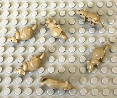 Lego 6 piezas Tierra Bronceada Oscura Roedor Rata/Ratón con Ojos Negros y Alumnos Blancos Foto 1 de 3