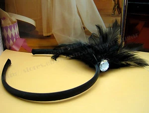 New Ladies / Girls Feather Ribboned Band Jewel Hair Bandeau  - Bild 1 von 1