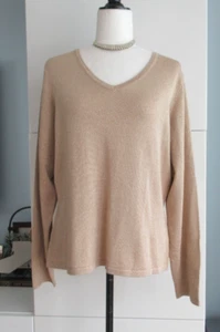 Neu JACLYN SMITH Pullover Gr. L V-Ausschnitt, Langarm, Stretch Metallic Gold Farbe - Bild 1 von 9