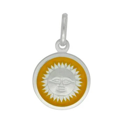 Sterling Silver Yellow Enameled Sun Pendant / Charm, Made in Italy, Box Chain - Image 1 of 2