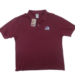 NEW Colorado Avalanche NHL Polo Shirt Mens XL Maroon Stripe Short Sleeve - Picture 1 of 10