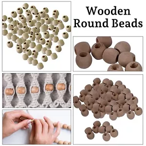Cuentas redondas de madera 11 mm bolas lisas para manualidades joyería hágalo usted mismo pulsera collar - Imagen 1 de 14