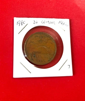MONEDA DE 20 CENTAVOS MÉXICO 1960 - ¡BONITA MONEDA MUNDIAL!!! Foto 1 de 2