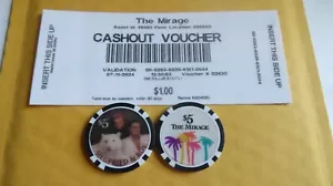 MIRAGE CASINO Las Vegas, chiusura 4-1-2024, buono $1,00 + chip SIGFRIED & ROY - Foto 1 di 9