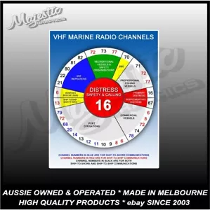 VHF MARINE RADIO CHANNELS - 140mm x 110mm - MARINE SAFETY - DECAL / STICKER - Picture 1 of 1