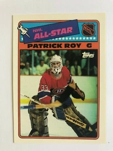 1988-89 Topps Hockey Sticker Card #12 Patrick Roy NHL All Star - Picture 1 of 2