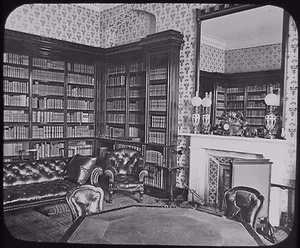 RARE Glass Magic Lantern Slide THE LIBRARY BALMORAL CASTLE C1890 PHOTO SCOTLAND - Picture 1 of 2