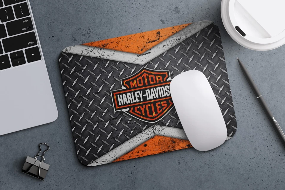 Personalised Custom Neoprene Mouse Pad Mat - Harley Davidson Biker Motorcycle - image 1 of 1