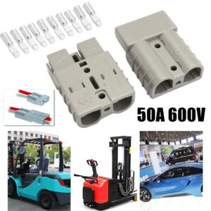 2Pz Connettore Spina 600V 50A 50Amp Grigio Caricabatterie Carvan Batteria per 12v o 24v - Foto 1 di 6