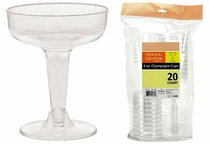 Hanna K. Champagne Clear Heavyweight Plastic 4 Oz Toasting Glasses - Picture 1 of 5