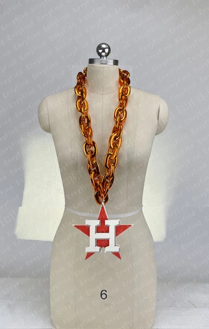 New MLB Houston Astros Orange Jumbo Big Fan Chain Necklace Foam MI USA Cover