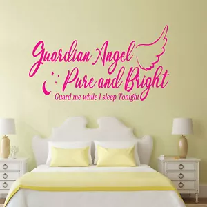 Kids bedroom wall, "Guardian Angel Guard Me"- Nursery Wall Sticker, wall decor - Picture 1 of 6