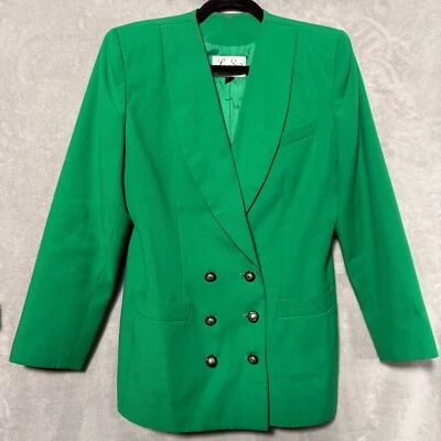 Chaqueta Blazer Le Suit Mujer Talla 8 Verde Manga Larga Doble Pecho Seis Botones Foto 1 de 4