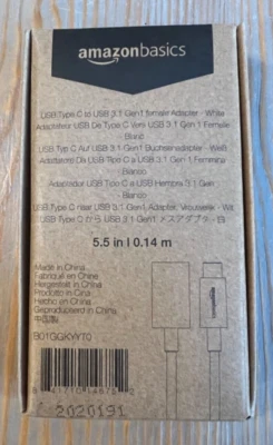 Amazon Basics USB C to USB 3.1 female adapter White 5.5 inches sealed NIB - Image 1 of 2
