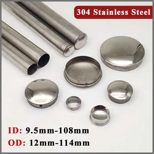 304 Stainless Steel Round Blanking End Caps Tube Pipe Inserts Plug Bung 12-114mm - Picture 1 of 19
