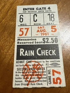 RARO! 8/5/61 Minnesota Twins at New York Yankees (Yankees win 2-1) Biglietto Stub - Foto 1 di 2