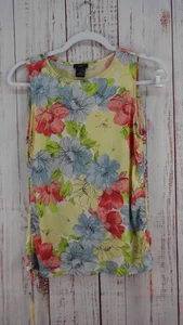 Ann Taylor Factory Womens Floral Top Sleeveless Blouse Small Petite Colorful - Picture 1 of 7