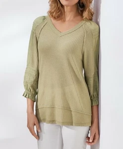 Top tunica ricamato maglia waffle Mara morbido dintorni salvia donna XL USATO IN OTTIME CONDIZIONI - Foto 1 di 10