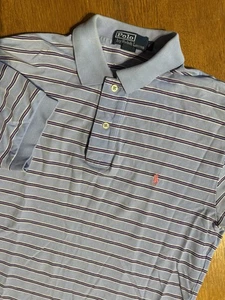 Vintage Polo By Ralph Lauren Polo Men’s S Blue Striped Pink Pony Preppy Tennis - Picture 1 of 8