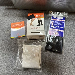 Calcetines de apoyo de terapia de compresión y hilados en núcleo 15-20 mmHg blancos y negros LEER - Imagen 1 de 13