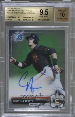 2017 Bowman Chrome Prospect Christian Arroyo BGS 9.5 GEM MINT Rookie Auto RC - Image 1 of 2