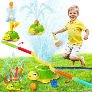 4-in-1 Schildkröte Wassersprinkler für Kinder - 360° rotierend - Ring werfen - Ball fangen - Bild 1 von 8