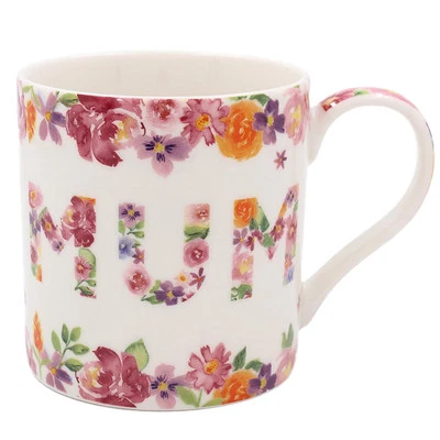 Mutter Feines Porzellan Becher Geschenk mit Blumen Design Und Beschriftung Tag - Bild 1 von 2