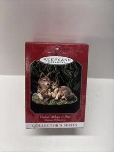 Hallmark 1998 Timber Wolves at Play Majestic Wilderness Series Keepsake Ornament - Picture 1 of 2