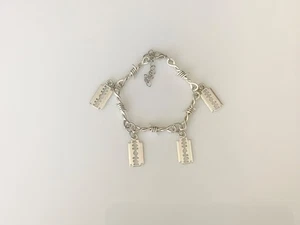 Barb Barbed Wire Razor Blade Charm Bracelet Jewelry Thorn Punk Goth Rock - Picture 1 of 3