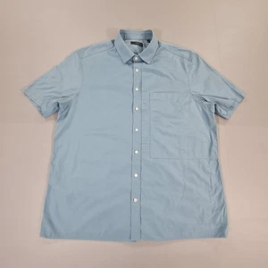 Joseph Mens Shirt Blue 16 Deal Poplin Cotton Button Up Short Sleeves Summer 41 - Picture 1 of 9