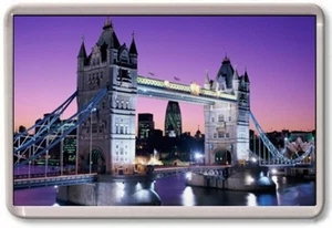 FRIDGE MAGNET - TOWER BRIDGE - Large - UK England London (Purple) - Picture 1 of 1