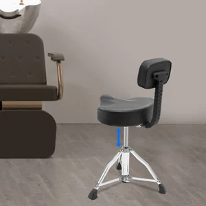 Drum Stool with Backrest Height Adjustable Drum Stool Pneumatic Drum Chair Black - Foto 1 di 15