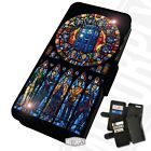 Printed Faux Leather Flip Phone Case For iPhone - Dr Who Stained Glass - Gift