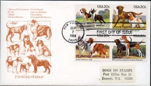 Boston Terrier Beagle Alaskan Malamute American Cocker Rough Collie USA 1984 FDC - Picture 1 of 1