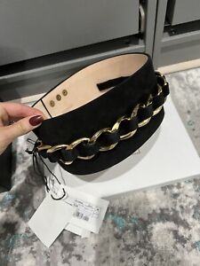 balmain belt thick black suede witg gold chain size 34