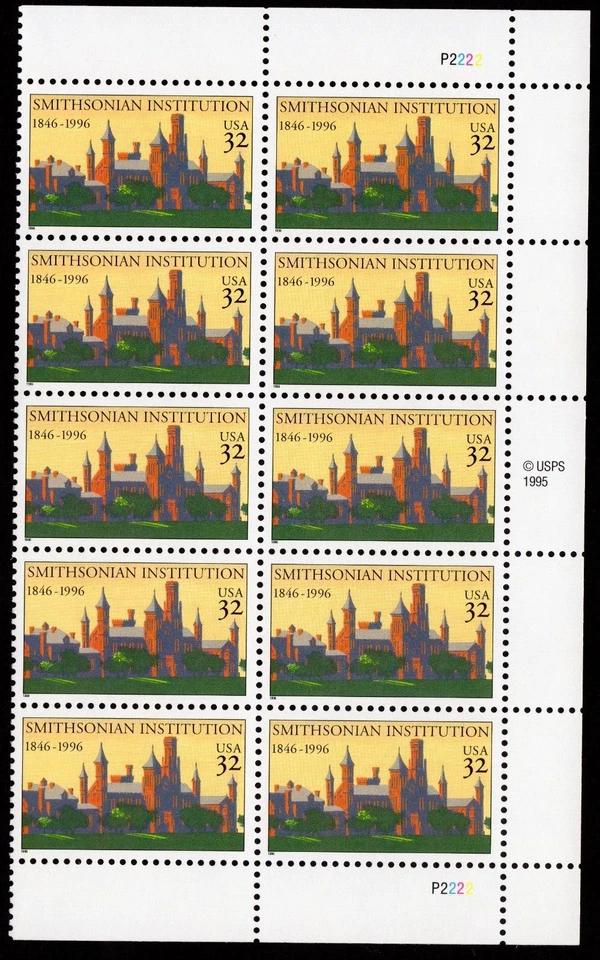 Scott #3059 32c Smithsonian Institution Plate Block of 10 Stamps - MNH P#2222 - Image 1 of 1