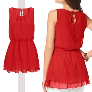edel Elegant TOP Chiffon Bluse Gr.36/38 Oberteil Tunika satte Farbe ROT - Bild 1 von 7