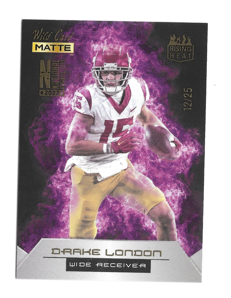 2022 Wild Card Matte National Promo Rising Heat RHN-8 Drake London Purple 12/25 - Image 1 of 1