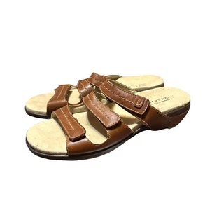 Aravon by New Balance Women's Sz 10 Leather Slip-on Strappy Slide Brown Sandals - Picture 1 of 11