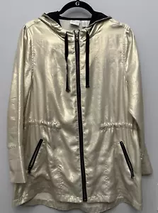 Chaqueta Chico's Zenergy Talla 1 Brillo Dorado Anorak Metálico Cordón Cintura Capucha - Imagen 1 de 7