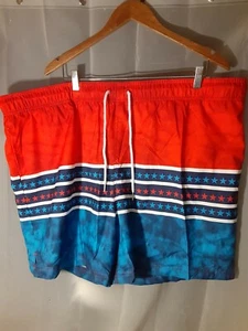 George Above The Knee Basic Swim Shorts Men's 3XL Drawstring Americana - Picture 1 of 10
