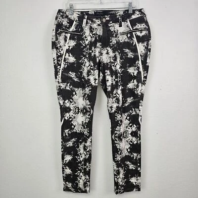 Pantalones de mezclilla Poetic Justice Maya negros/blancos tie dye ajustados talla 32/29 grunge urbanos Foto 1 de 4