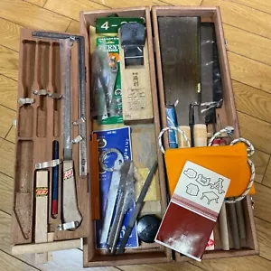 Japanese Vintage Kakuri Carpenter Tool set Hand plane hand saw etc With case #5 - Picture 1 of 10