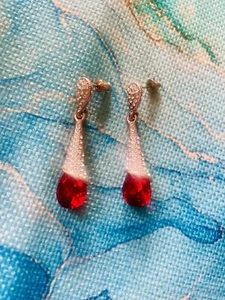 Crystal Earrings In Rose Gold Tone Christmas - Picture 1 of 3