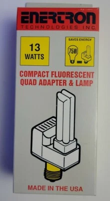 Enertron 13 Watt Compact Fluorescent Quad Adapter & Lamp. - Image 1 of 4