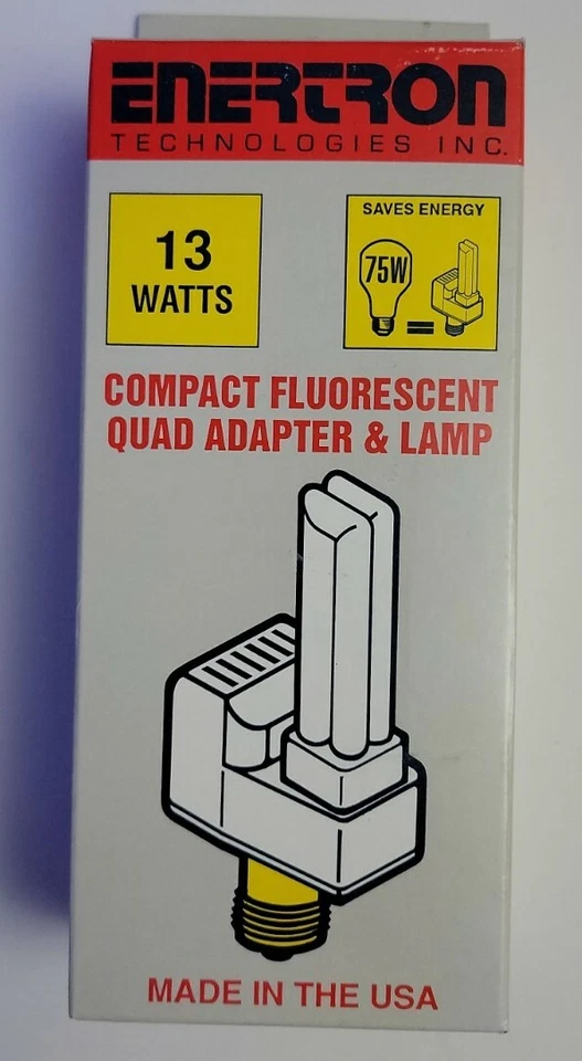 Enertron 13 Watt Compact Fluorescent Quad Adapter & Lamp. - Image 1 of 4