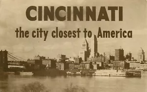Cincinnati 1949 Vintage Postcard City Closest to America - Foto 1 di 2